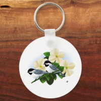 Chickadees and Dogwood Flower