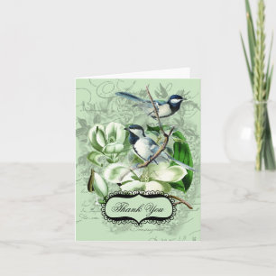 Chickadees and Magnolias Thank You Note Cards