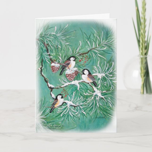 Chickadees and Pine Card (Front)