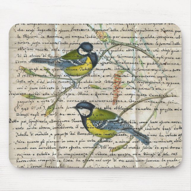 chickadees birds collage mouse pad (Front)