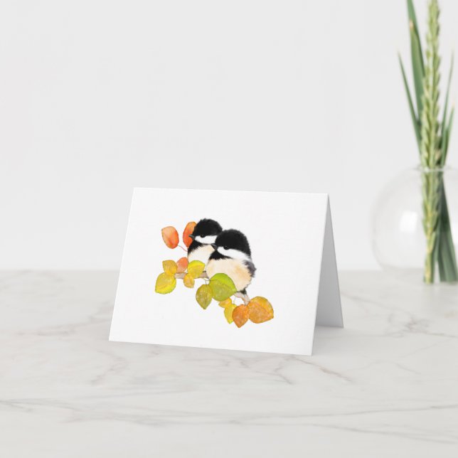 Chickadees Blank Folded Greeting Card (Front)