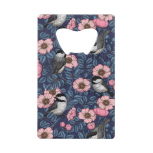 Chickadees dans la rose sauvage