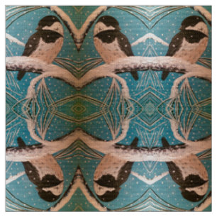 Chickadees in Holiday Branches Fabric