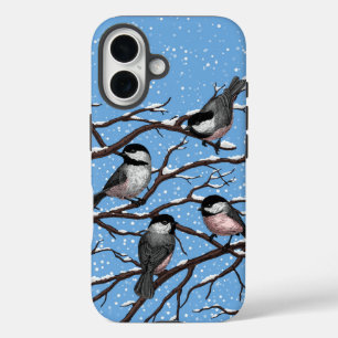 Chickadees in winter iPhone 16 case