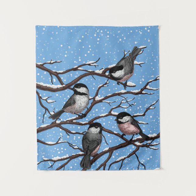 Chickadees in winter tapestry (Front)
