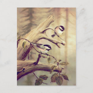 CHICKADEES on a BRANCH by SHARON SHARPE Postcard