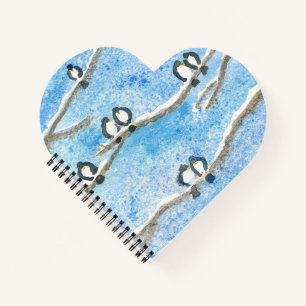 Chickadees on Tree Branches in Winter Snow Notebo Notebook