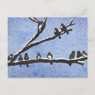 Chickadees sur les branches de neige Carte postale