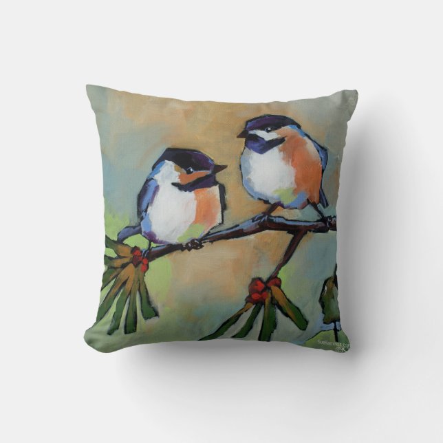 Chickadees Throw Pillow (Front)