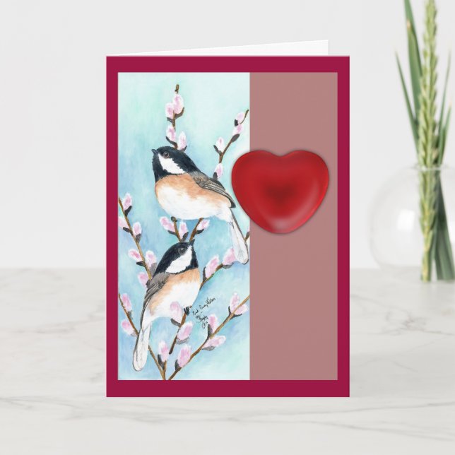 chickadees valentine holiday card (Front)