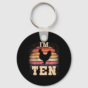 Chicken 10 Year Old Birthday Boy Girl 10th Chicken Keychain