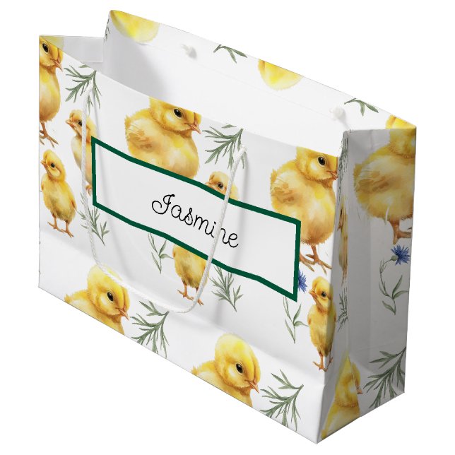 Chicken 1st birthday Farm animal Birthday Large Gift Bag (Front Angled)