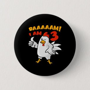Chicken 3rd Birthday Party Farm Chick Rnyard Cluck 2 Inch Round Button