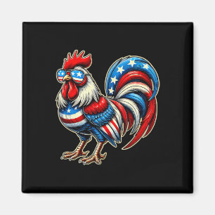 Chicken American Flag Usa Farmer Funny 4th Of July Magnet