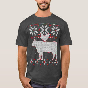 Chicken And Cow Ugly Christmas Shirt, Cattle Farme T-Shirt
