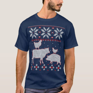 Chicken And Cow Ugly Christmas Shirt, Cattle Farme T-Shirt