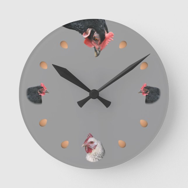 Chicken and egg round clock (Front)
