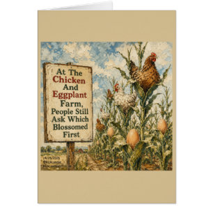 Chicken And Eggplant Farm Surreal Country Cartoon