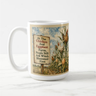 Chicken And Eggplant Farm Surreal Country Cartoon Coffee Mug