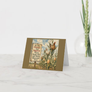Chicken And Eggplant Farm Surreal Country Cartoon Thank You Card