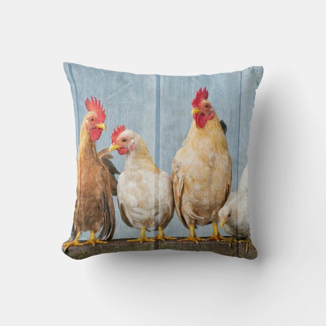 Chicken and Friends Throw Pillow (Front)