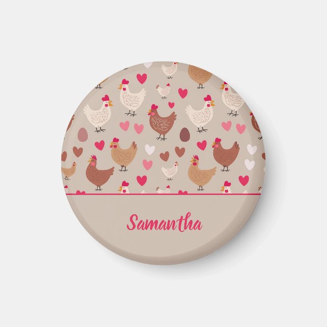 Chicken  and hearts magnet (Front)