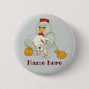 Chicken and mouse personalized 2 inch round button