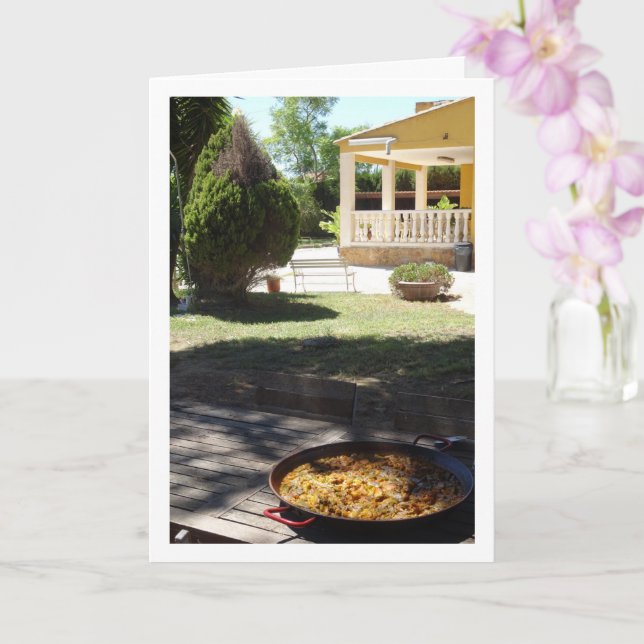 Chicken and Rabbit Spanish Paella Portrait Card (Orchid)