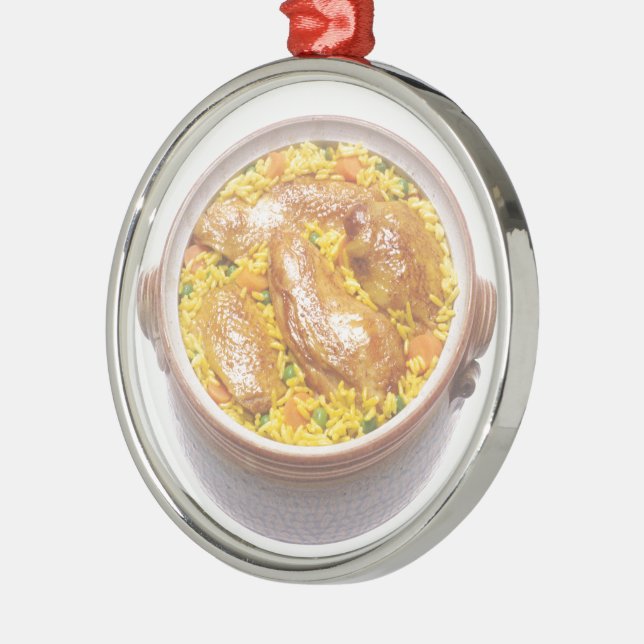 Chicken and Rice Metal Ornament (Left)