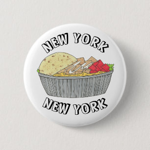 Chicken and Rice Platter Plate NYC Halal Cart Food 2 Inch Round Button