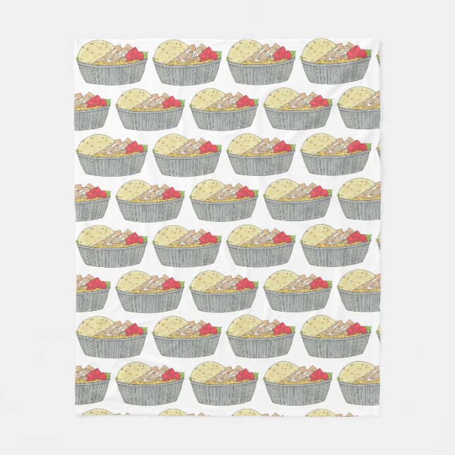 Chicken and Rice Platter Plate NYC Halal Cart Food Fleece Blanket (Front)