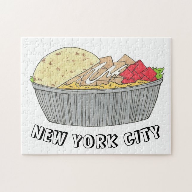 Chicken and Rice Platter Plate NYC Halal Cart Food Jigsaw Puzzle (Horizontal)