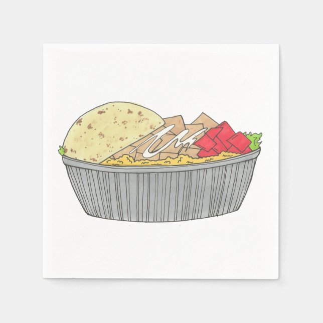 Chicken and Rice Platter Plate NYC Halal Cart Food Napkin (Front)
