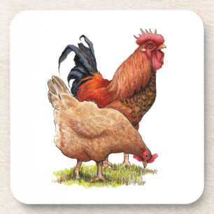 Chicken And Rooster Art, Poultry, Farm Animals Coaster