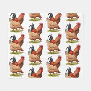 Chicken And Rooster Art, Poultry, Farm Animals Fleece Blanket