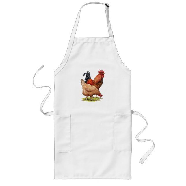 Chicken And Rooster Art, Poultry, Farm Animals Long Apron (Front)