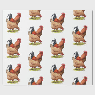Chicken And Rooster Art, Poultry, Farm Animals Wrapping Paper