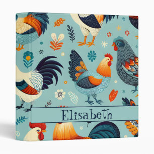 Chicken and Rooster Design Personalise Binder