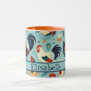 Chicken and Rooster Design Personalise Mug