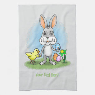 Chicken and the Easter bunny Kitchen Towel