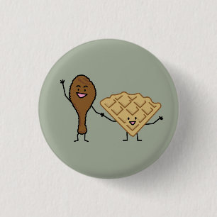 Chicken and Waffles American & Southern Cooking 1 Inch Round Button