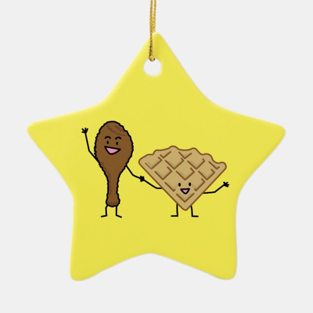 Chicken and Waffles American & Southern Cooking Ceramic Ornament (Front)