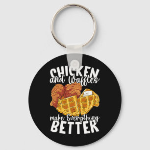 Chicken And Waffles Brunch Food Funny  Keychain