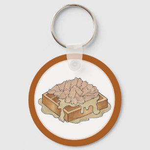 Chicken and Waffles Pennsylvania Dutch Amish Food Keychain