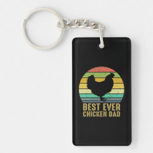 Chicken Art Best Ever Chicken Dad Keychain