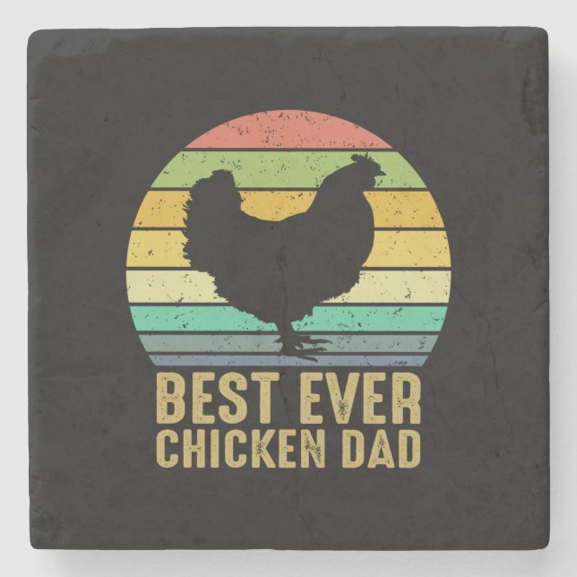 Chicken Art Best Ever Chicken Dad Stone Coaster (Front)