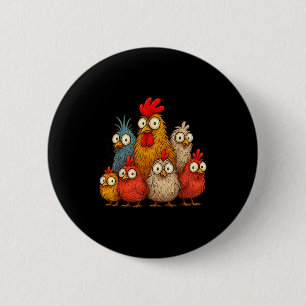Chicken Art Crazy Chicken For Men Women Kid Boy Fa 2 Inch Round Button