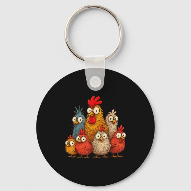 Chicken Art Crazy Chicken For Men Women Kid Boy Fa Keychain (Front)