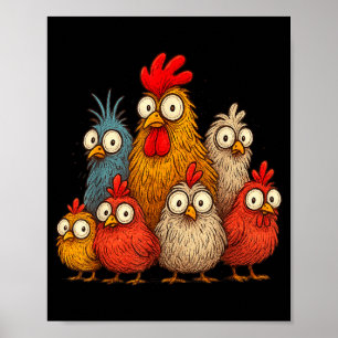 Chicken Art Crazy Chicken For Men Women Kid Boy Fa Poster