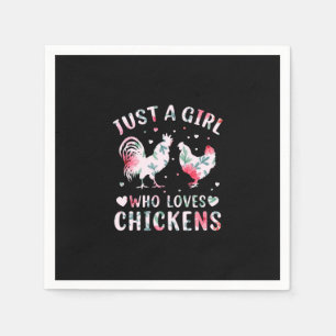 Chicken Art Girl Who Loves Chickens Napkin
